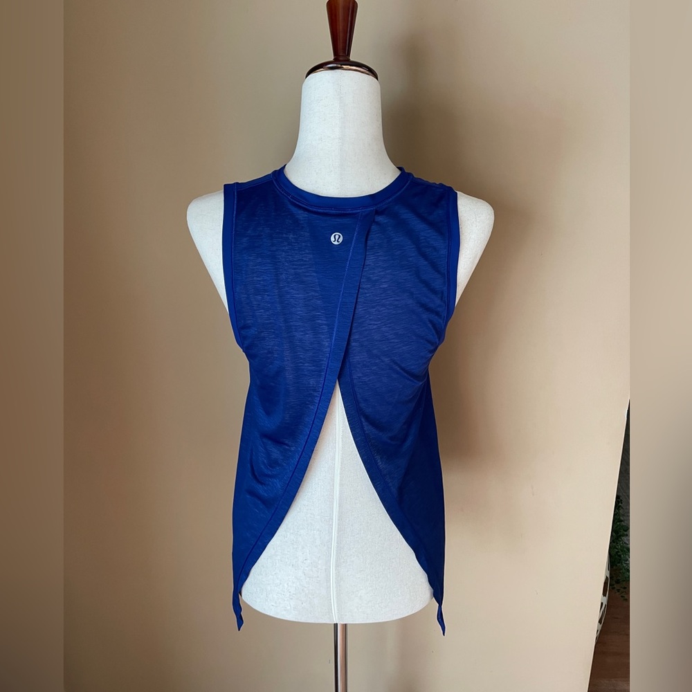 Lululemon Womens Open Back Tank Top Small/Medium ? Blue Flowy Yoga Workout Thin